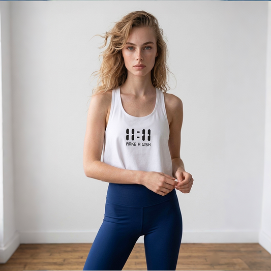 11:11 Make a Wish Cotica tank by Wear a Quote — crossback crop top front view