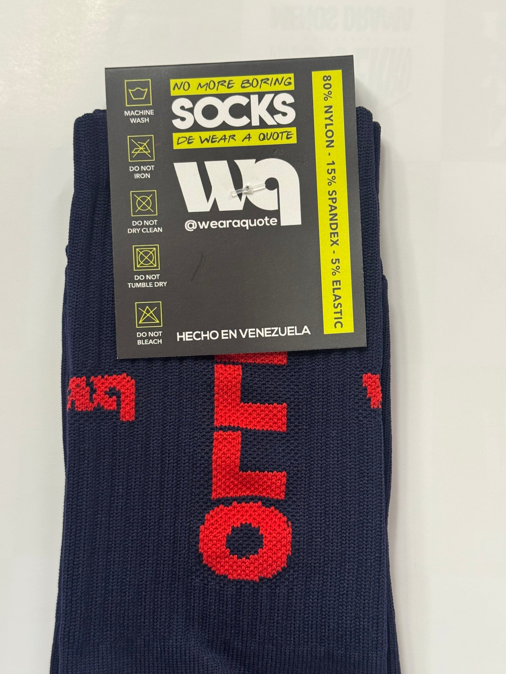 Wear a Quote Todo Bello sports socks detail shot