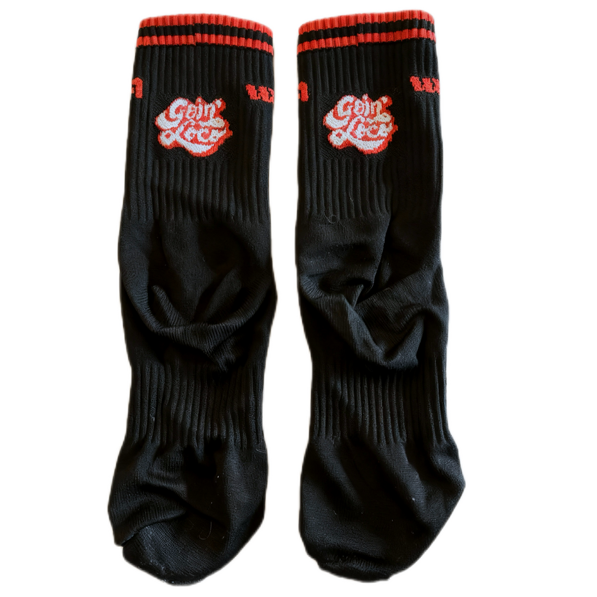 Goin Loco Wear a Quote socks — gray crew compression socks