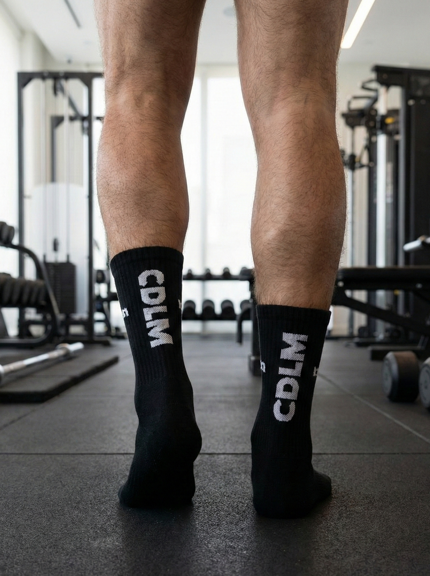 CDLM Negro Wear a Quote socks — black crew socks detail shot