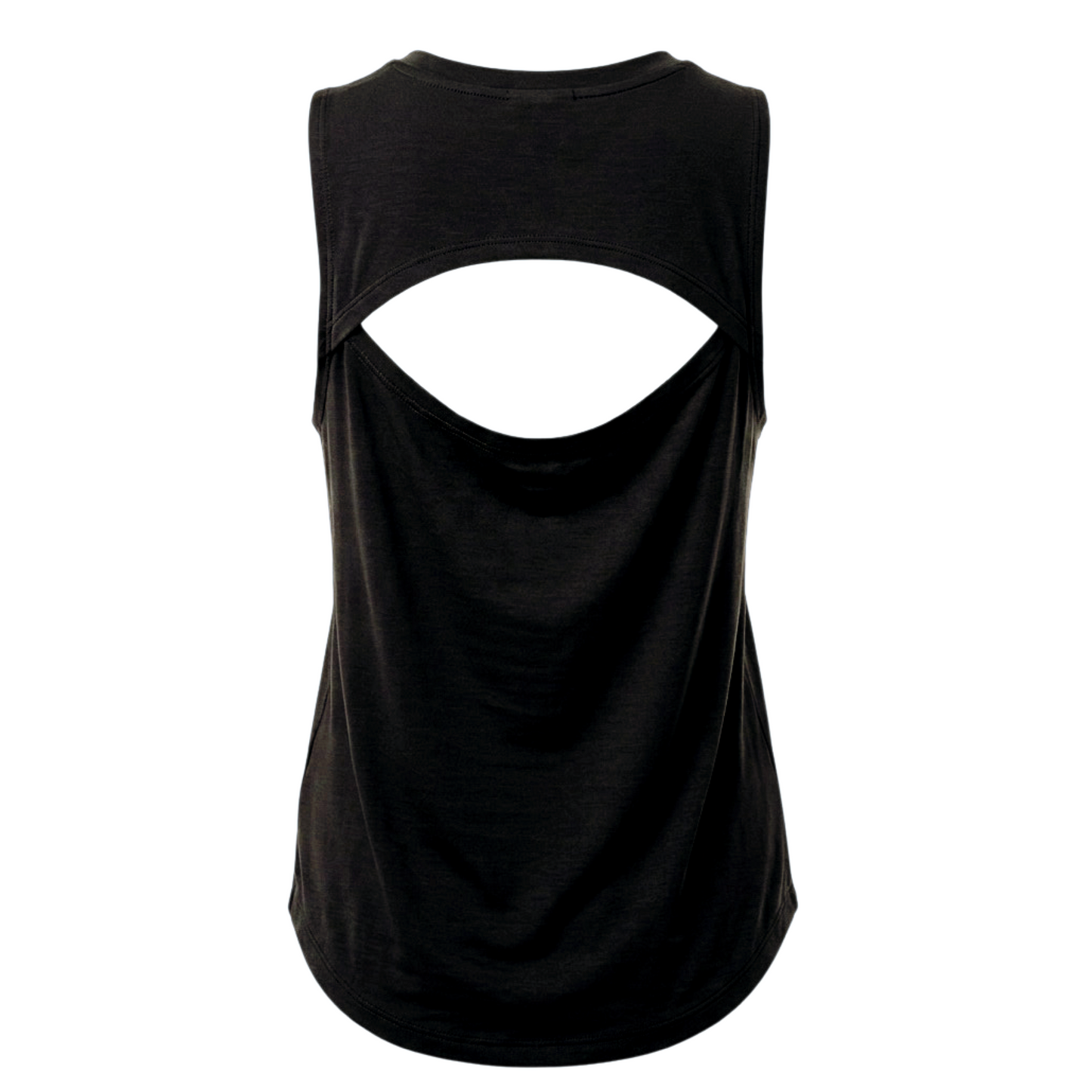 Open Back New negra – mockup trasero mostrando abertura en espalda · Wear a Quote