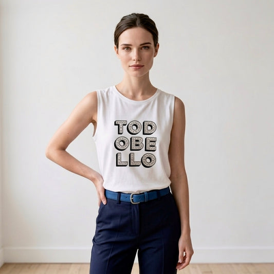 Todo Bello sleeveless tee by Wear a Quote — white relaxed fit tank top with Venezuelan phrase graphic