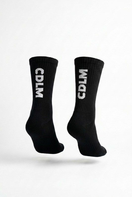 CDLM Negro WAQ socks — black tube socks product detail