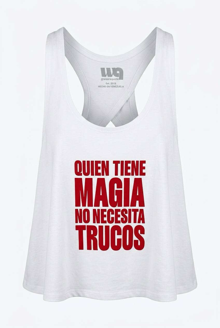Quien Tiene Magia No Necesita Trucos Cotica flat lay — Wear a Quote crop top